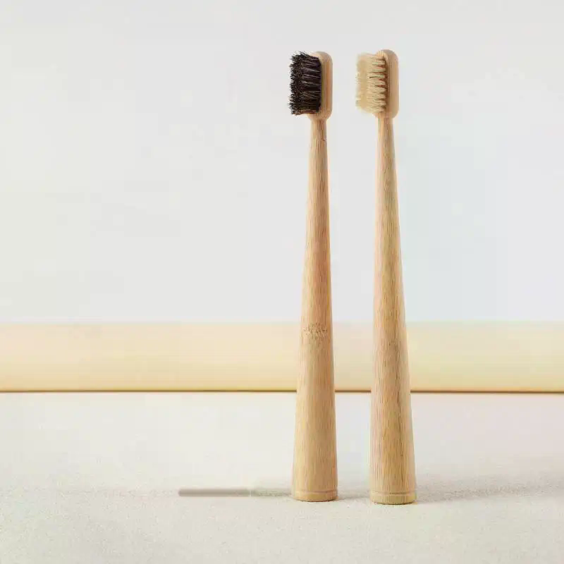 Bamboo Toothbrush - /ACR/1個/4個 馬毛竹製歯ブラシ 高級感のある柔らかさ 速乾性 生分解性プラスチック ナイロンフリー