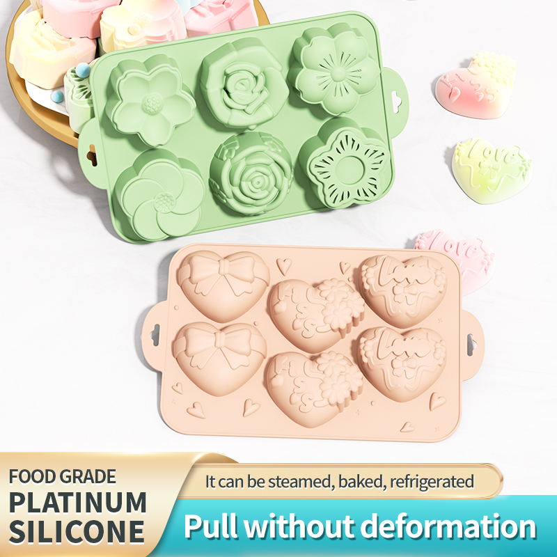 Eco Soap - シリコン石鹸型、さまざまな形のハートフラワーモールド、石鹸作りに最適、手作りケーキ、チョコレート、ビスケット、プリン、ゼリーに最適