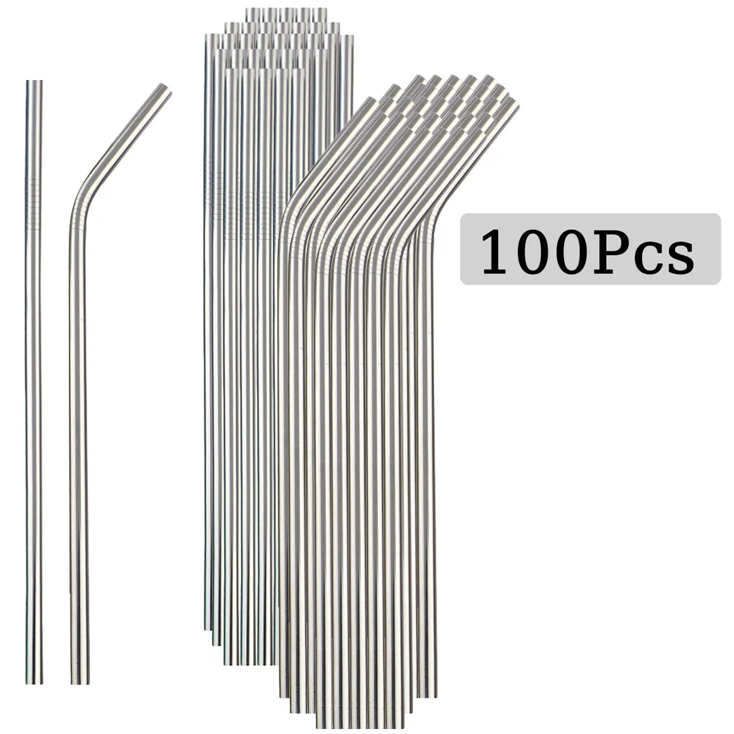 100 個ステンレス鋼ストロー耐久性飲料ストローフルーツジュ - Reusable Straw のレビューと価格