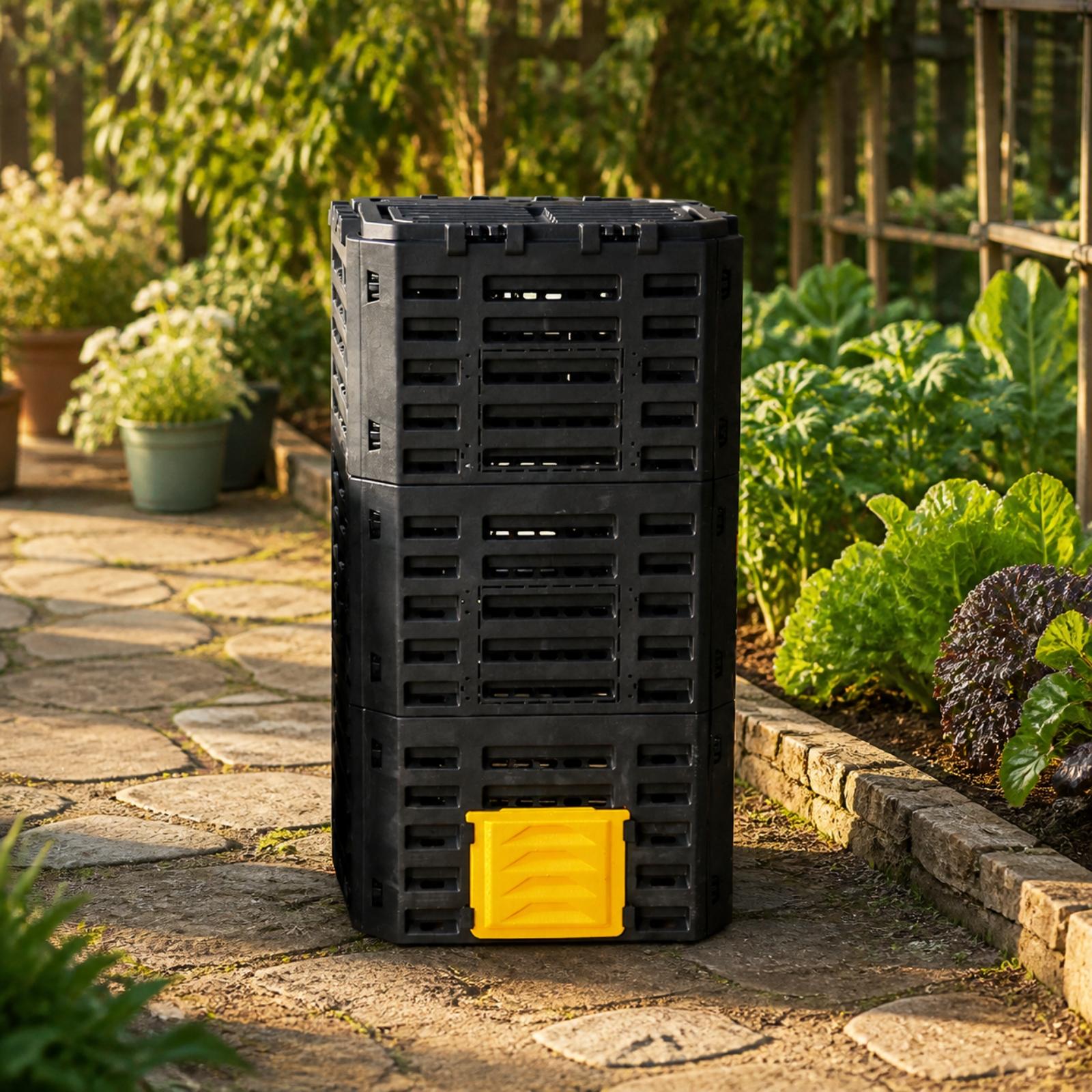 屋外用コンポスト容器。蓋が開閉しやすいスナップ式で、堆肥が完 - Compost Bin のレビューと価格