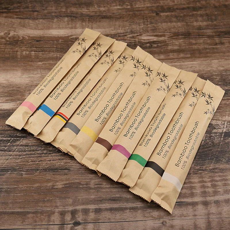 ランダムカラー 5/10本入り 竹製歯ブラシ 再利用可能 エ - Bamboo Toothbrush のレビューと価格
