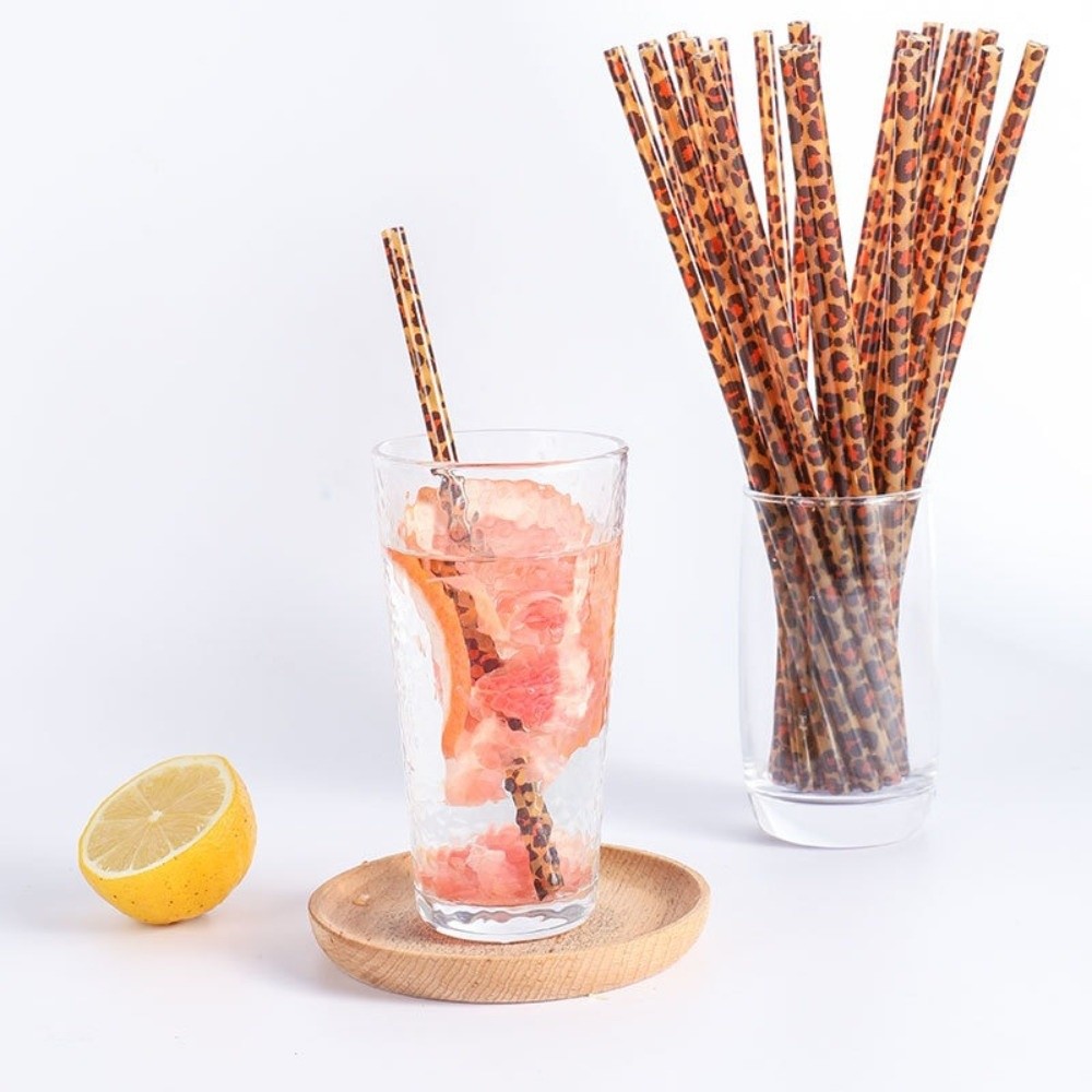 トレンディなヒョウ柄の飲料用ストロー 環境に優しく耐久性のあ - Reusable Straw のレビューと価格