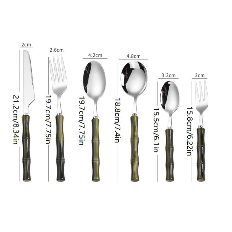 竹製ハンドルのアクリル304ステンレス鋼製カトラリー食器ナイ - Bamboo Cutlery のレビューと価格
